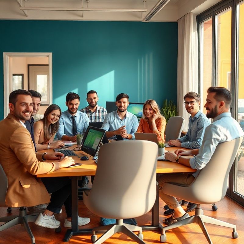 Equipo de Moderno Casa trabajando en la oficina de Valencia